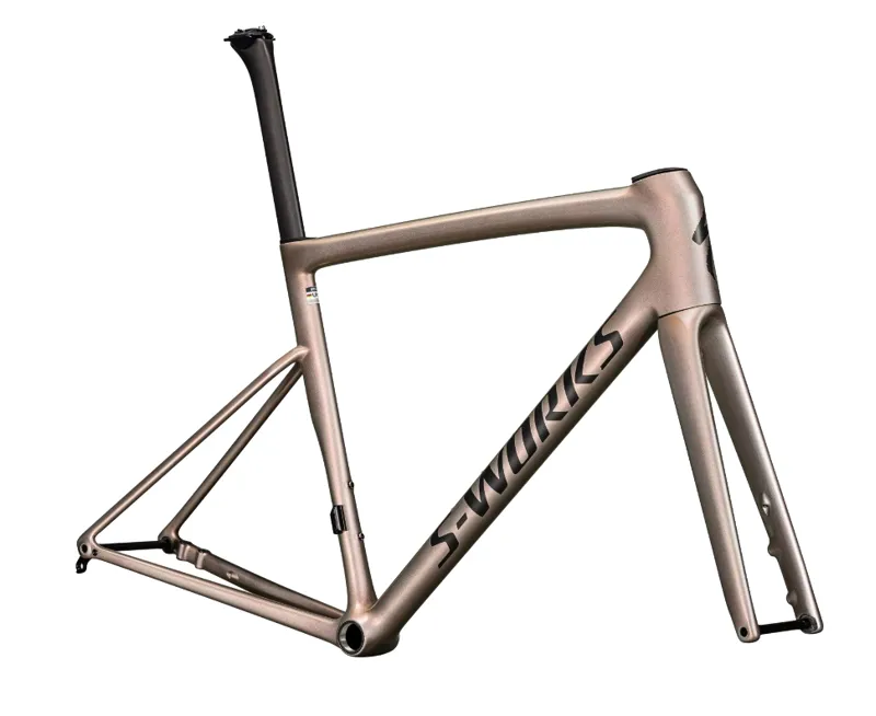 Cuadro de la S-Works Tarmac SL8 Gloss Viavi Red Gold Over Silver / Satin Metallic Obsidian
