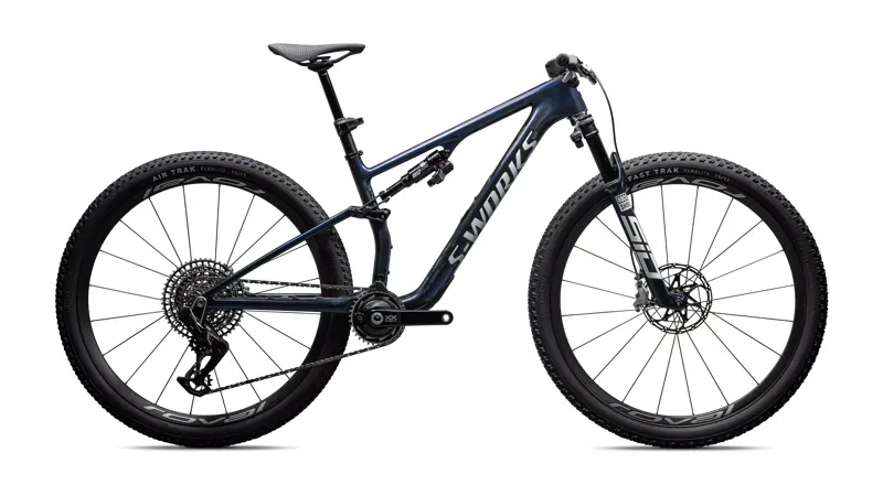 S-Works Epic 8 Gloss Cyan Blue Pearl / Metallic White Silver