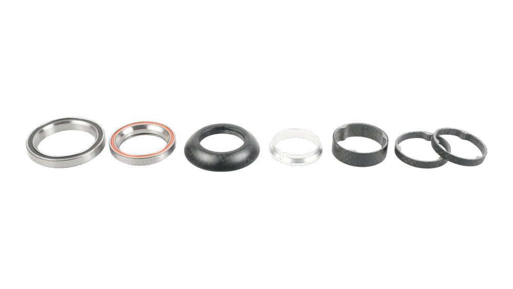 HDS COMPLETE, INTEGRATED, 1-1/8" UPPER, 1-3/8" LOWER, 45X45 DEG, 48MM CARBON TOP COVER, W/ CARBON SPACERS (NO CROWN RACE)