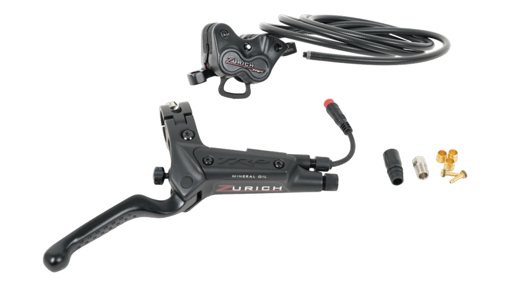 BRK TRP ZURICH, REAR, DISC, HYDRAULIC, 4-PISTON, POST MOUNT, FLAT BAR LEVER W/ BRAKE LIGHT WIRE
