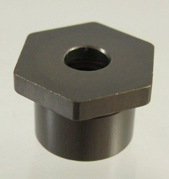 NUT, CUSTOM, IV STOP, 15MM HEX OD, 6061-T6, CLEAR III