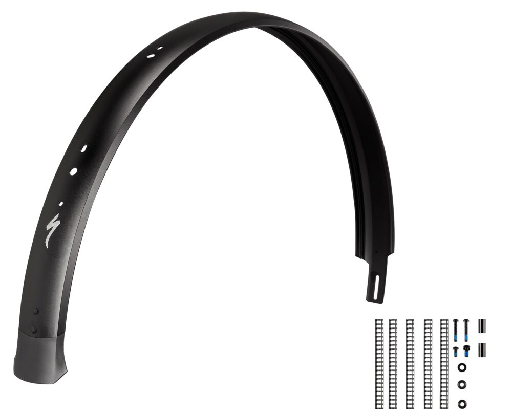 FND MY23 VADO S (L1E), REAR FENDER, 650B, ALLOY, 65MM WIDTH, W/ HOLES FOR WIRED GARMIN RADAR & LICENSE PLATE HOLDER