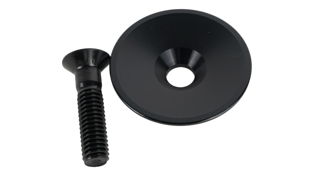 HDS SUB, 1-1/8" LIGHTWEIGHT ROAD TOP CAP, ALLOY, BLACK, W/ M6X25L ALLOY BOLT